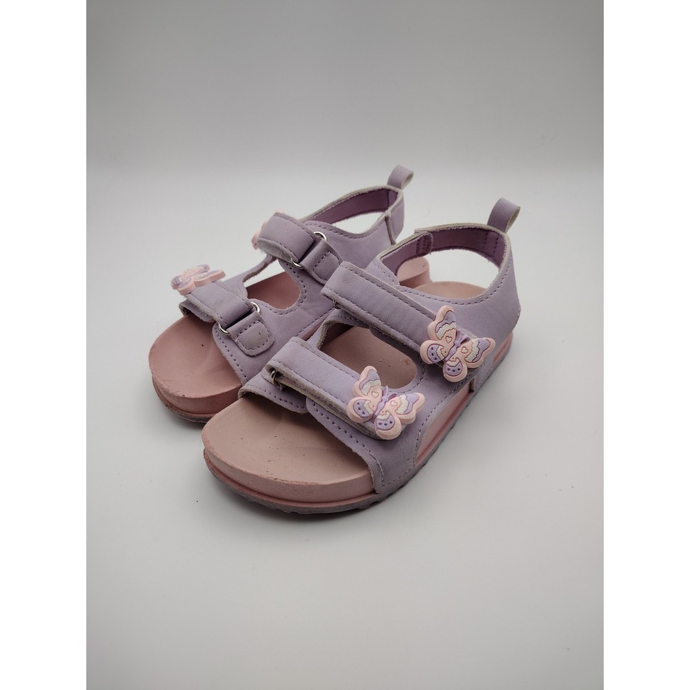 First Steps Girls Lavender Purple Butterfly Strappy Sandals Size 10 Hook & Loop